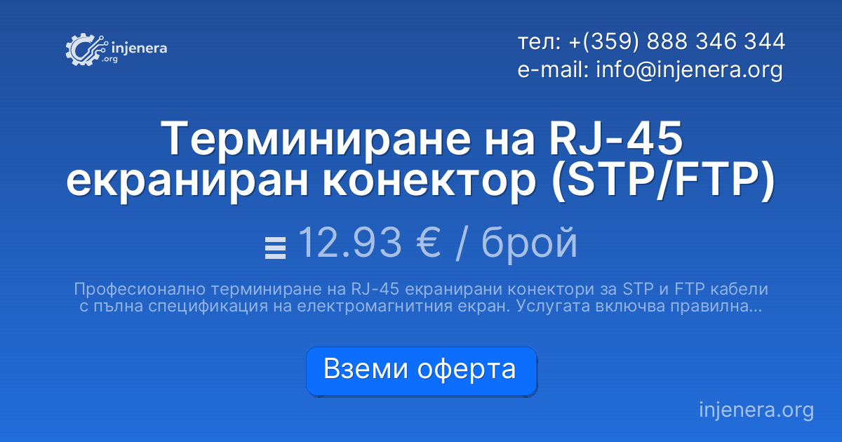 Терминиране на RJ-45 екраниран конектор (STP/FTP)