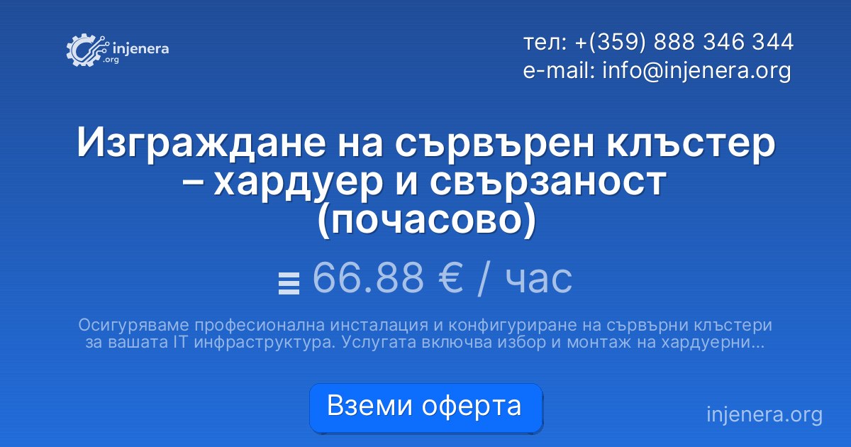 Изграждане на сървърен клъстер – хардуер и свързаност (почасово)
