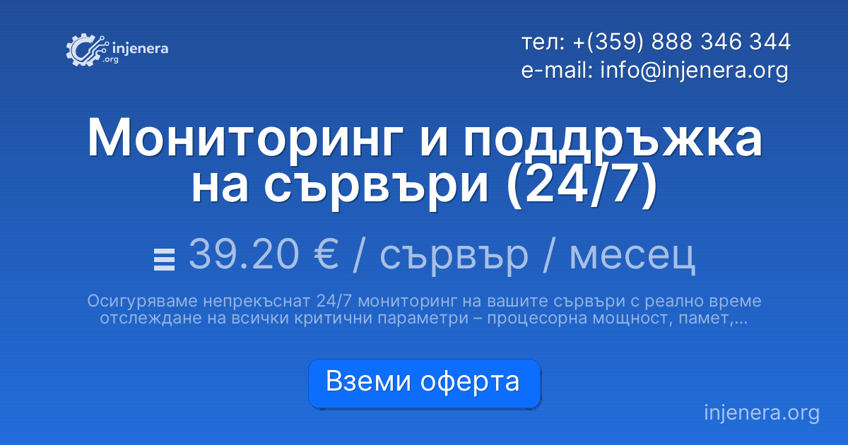 Мониторинг и поддръжка на сървъри (24/7)