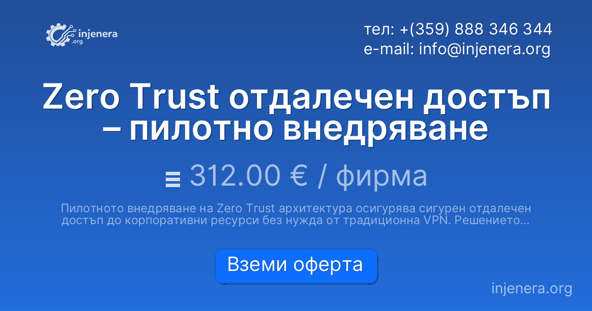 Zero Trust отдалечен достъп – пилотно внедряване